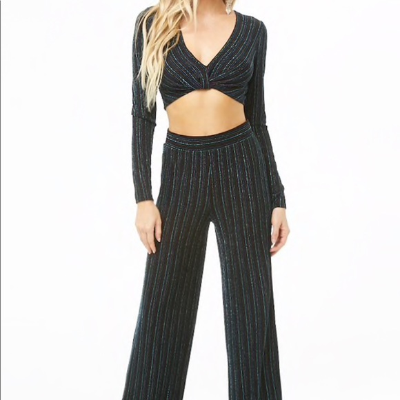 Forever21 striped metallic set crop top small NWT - Picture 5 of 8